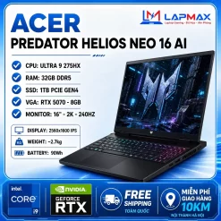 ACER PREDATOR HELIOS NEO 16 AI (ULTRA 9 275HX | 32GB | 1TB | RTX 5070 | 2K | 240HZ)