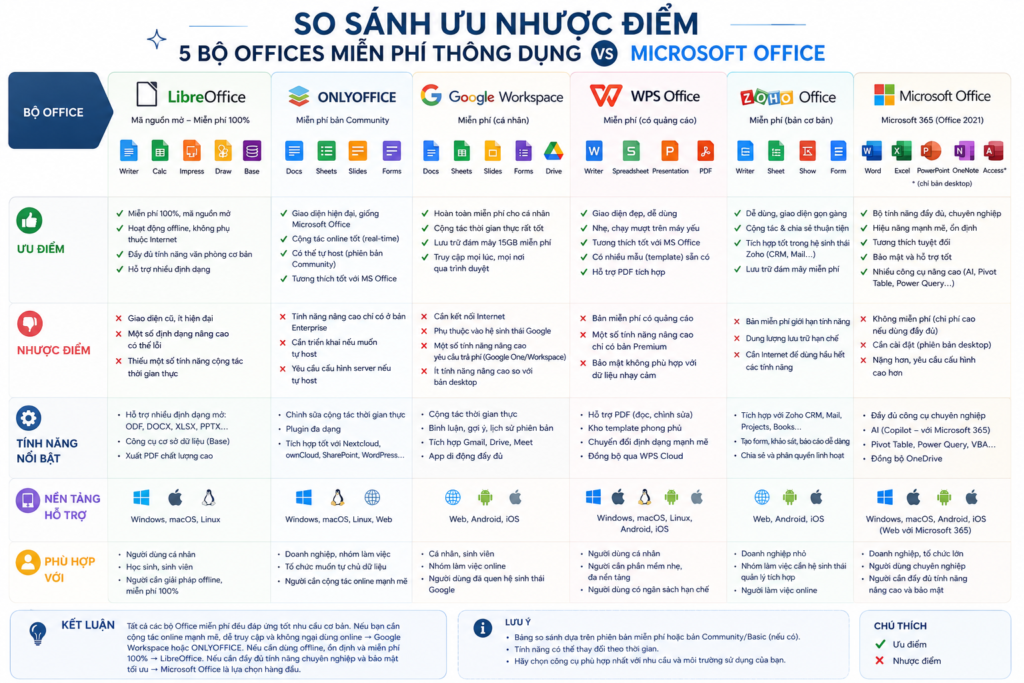 mỘT VÀI GỢI Ý CHO BỘ OFFICES FREE