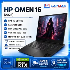 HP OMEN 16 (2023) R7 7840HS | 16GB | 512GB | RTX 4070 8G | 2.5K 240Hz