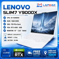 (LIKENEW) LENOVO SLIM7 Y9000X (I9-14900HX | 16GB | 1TB | RTX 4060 8GB | 3.2K | 165HZ)