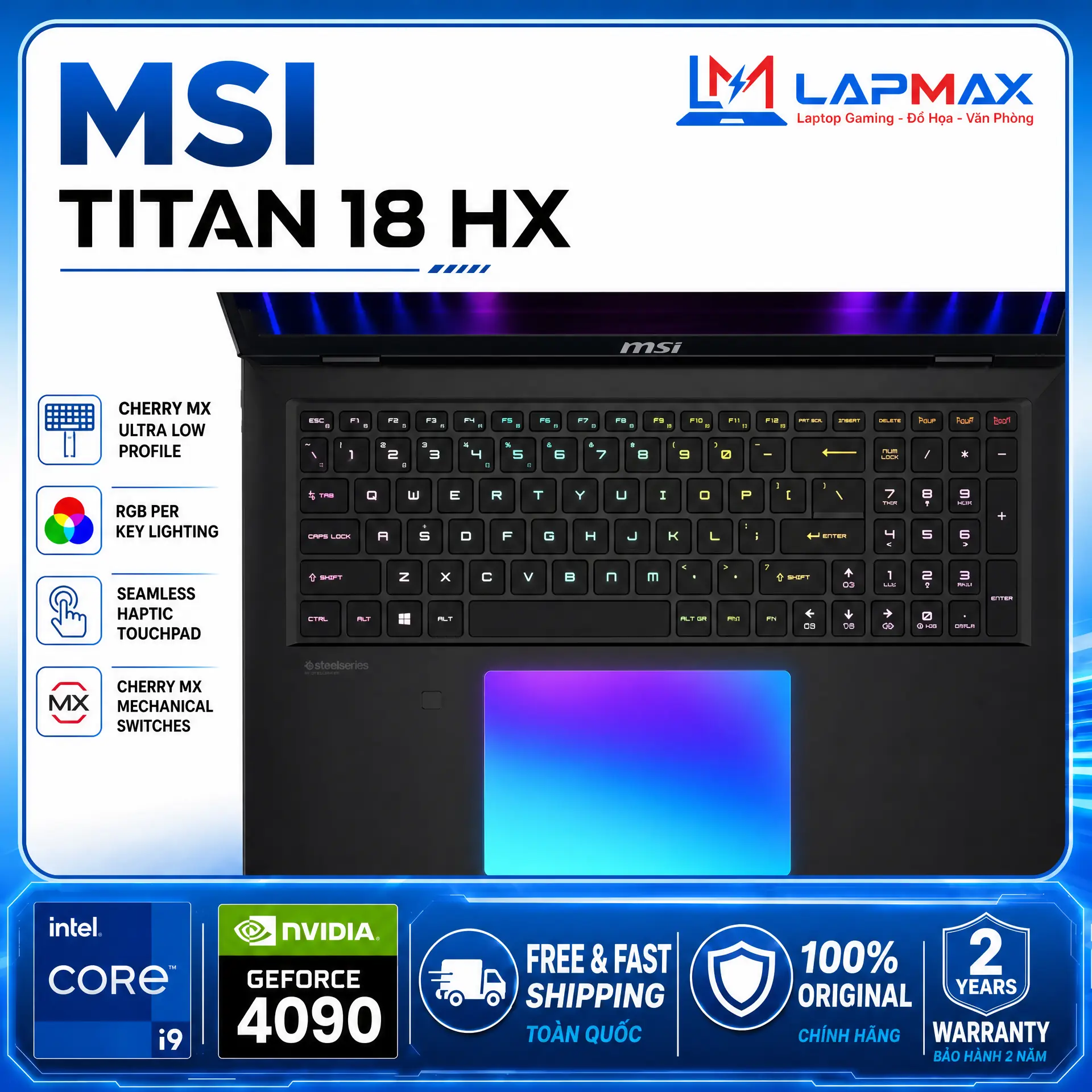 (LIKENEW) MSI TITAN 18 HX A14V (I9 14900HX | 128GB | 2TB | RTX 4090 16G | 4K MiniLED | 120Hz) - Ảnh 2