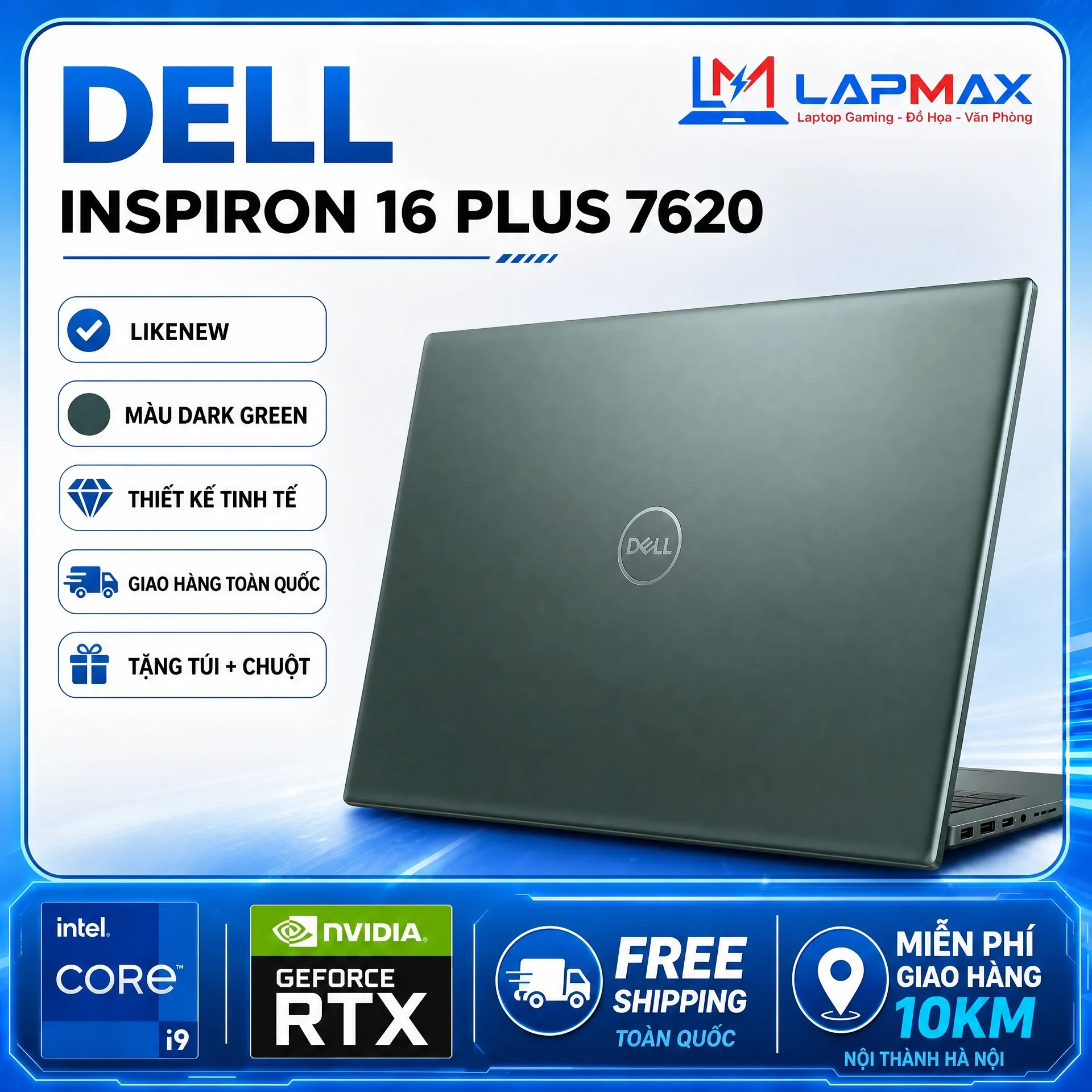 (LIKENEW) DELL INSPIRON 16 PLUS 7620 (I7-12700H | 16GB | 512GB | RTX 3060 6GB | 3K | 60HZ)