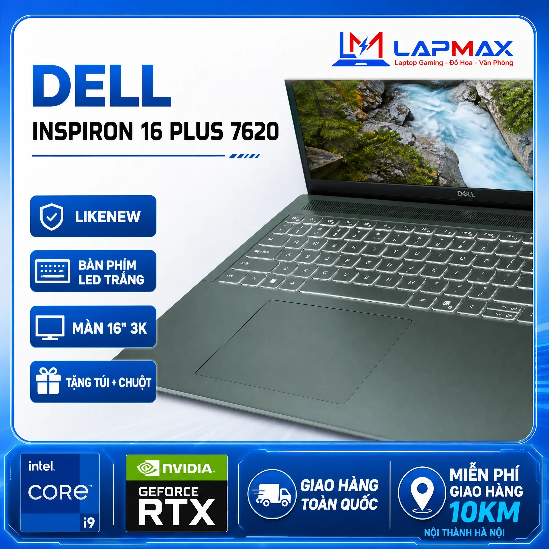 (LIKENEW) DELL INSPIRON 16 PLUS 7620 (I7-12700H | 16GB | 512GB | RTX 3060 6GB | 3K | 60HZ)